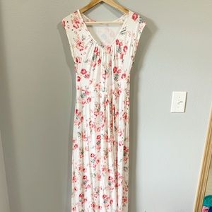 Floral Summer Scoop Neck Maternity Maxi Dress